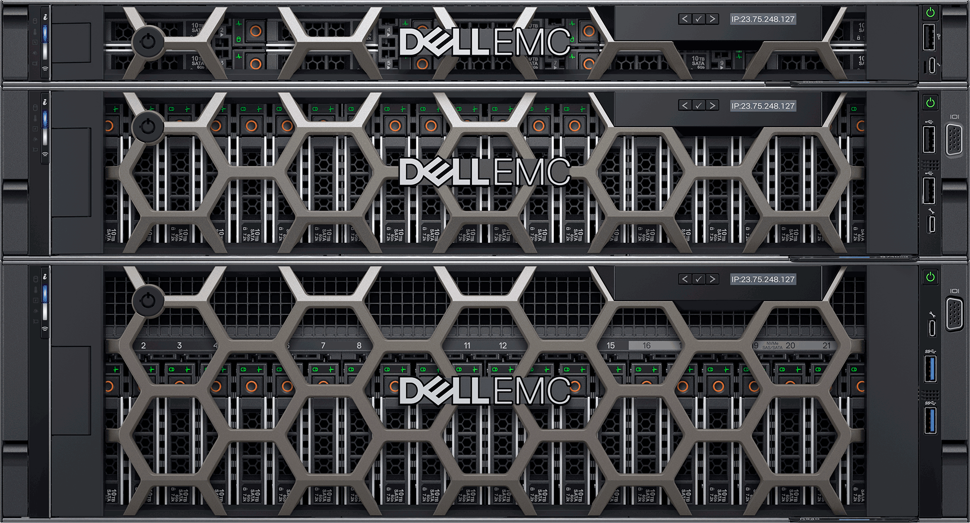 Equipos de DellEMC apilados